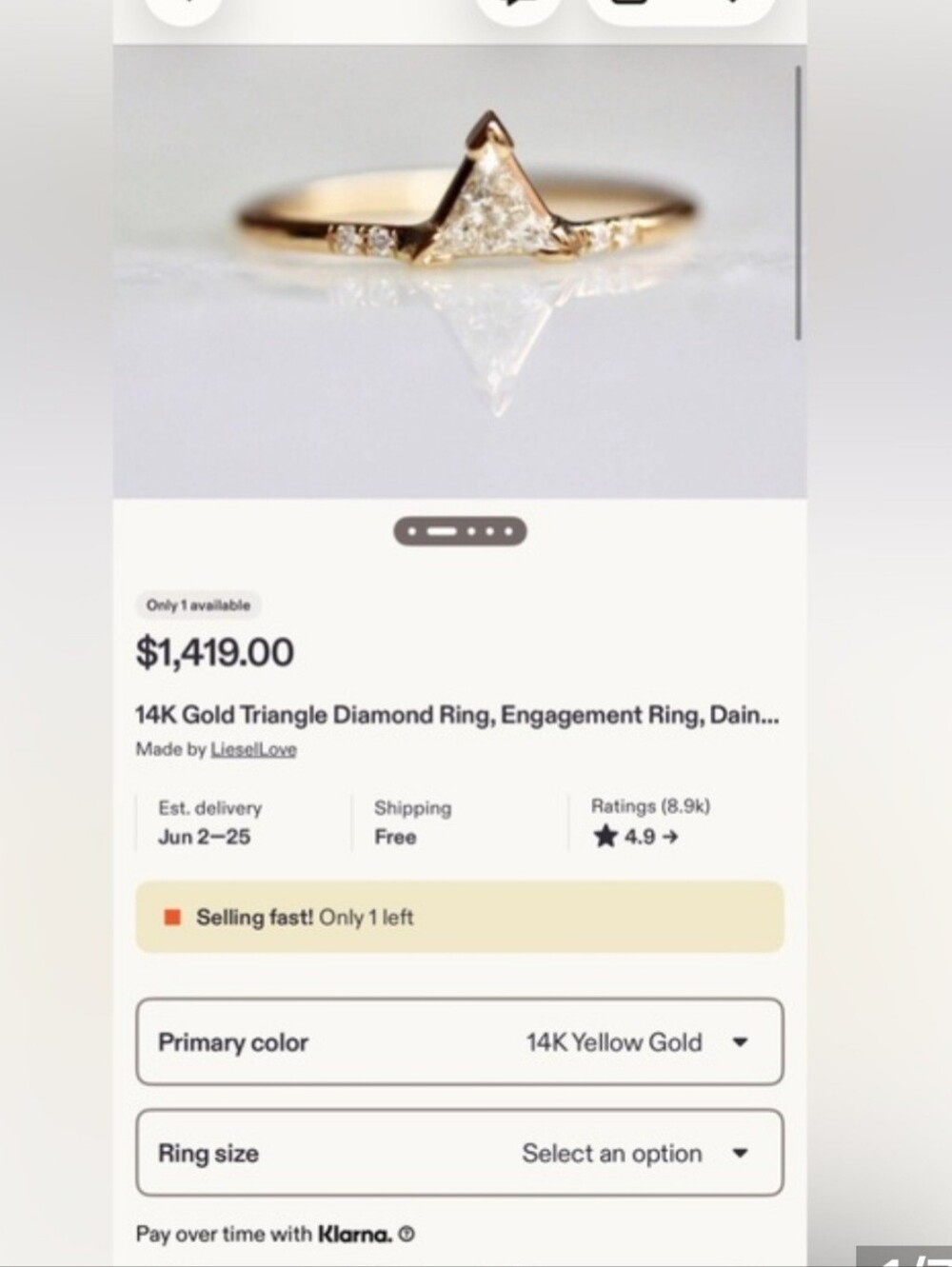 14K Yellow Gold Custom Diamond Engagement Ring - Picture 4 of 10